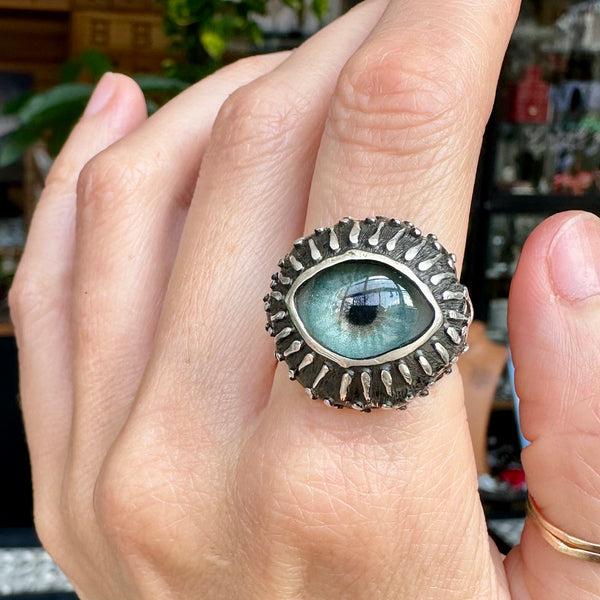 Sample Sale - Black Sunflower Eye ring