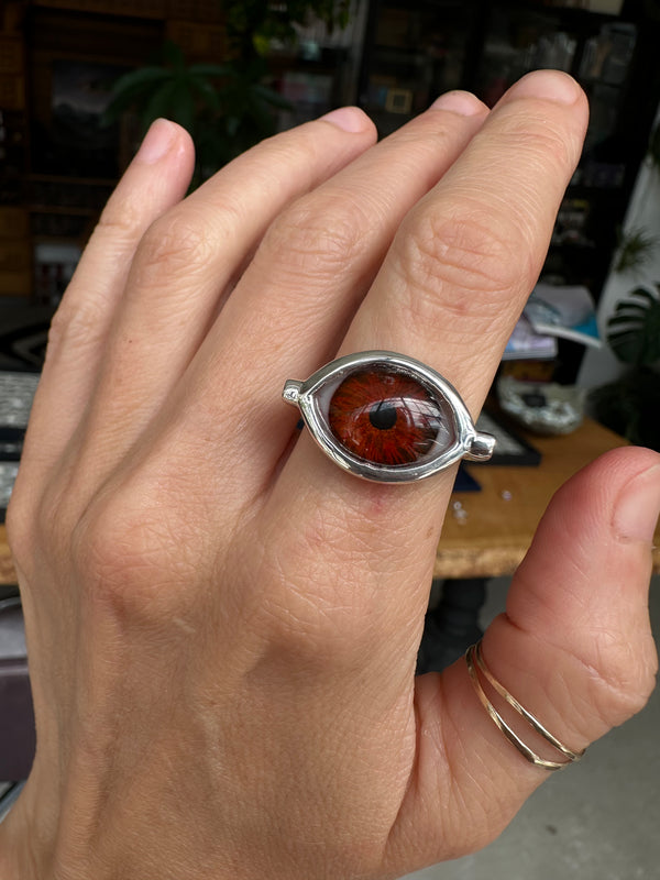 Sample Sale - Hand Painted Silver Eye Ring