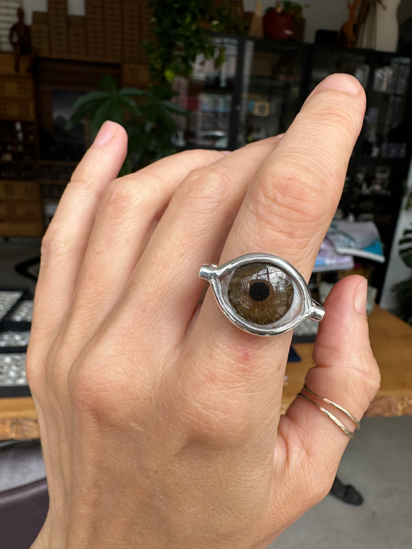 Sample Sale - Hand Painted Silver Eye Ring