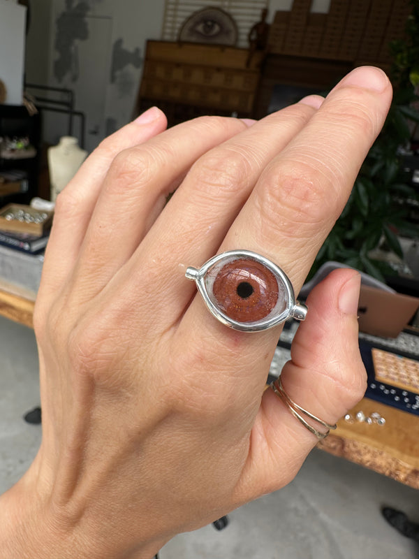 Sample Sale - Hand Painted Silver Eye Ring
