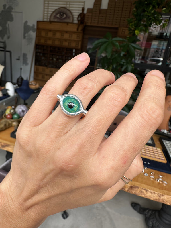 Sample Sale - Hand Painted Silver Eye Ring