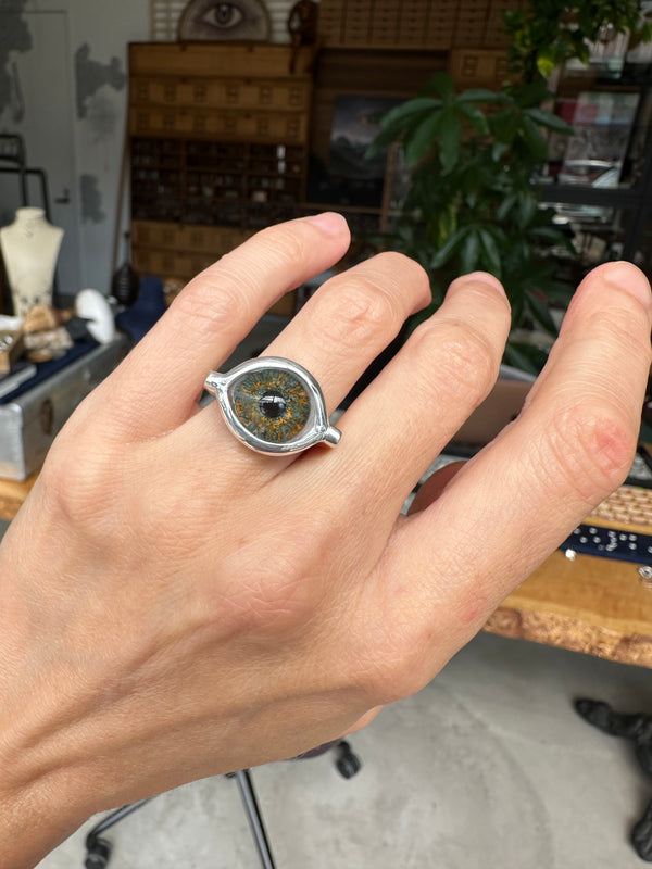 Sample Sale - Hand Painted Silver Eye Ring