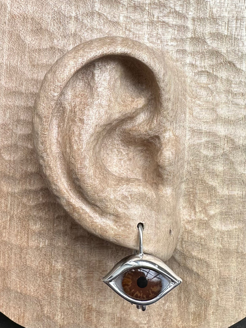 Dali Silver hand painted Hanging Eye Earring