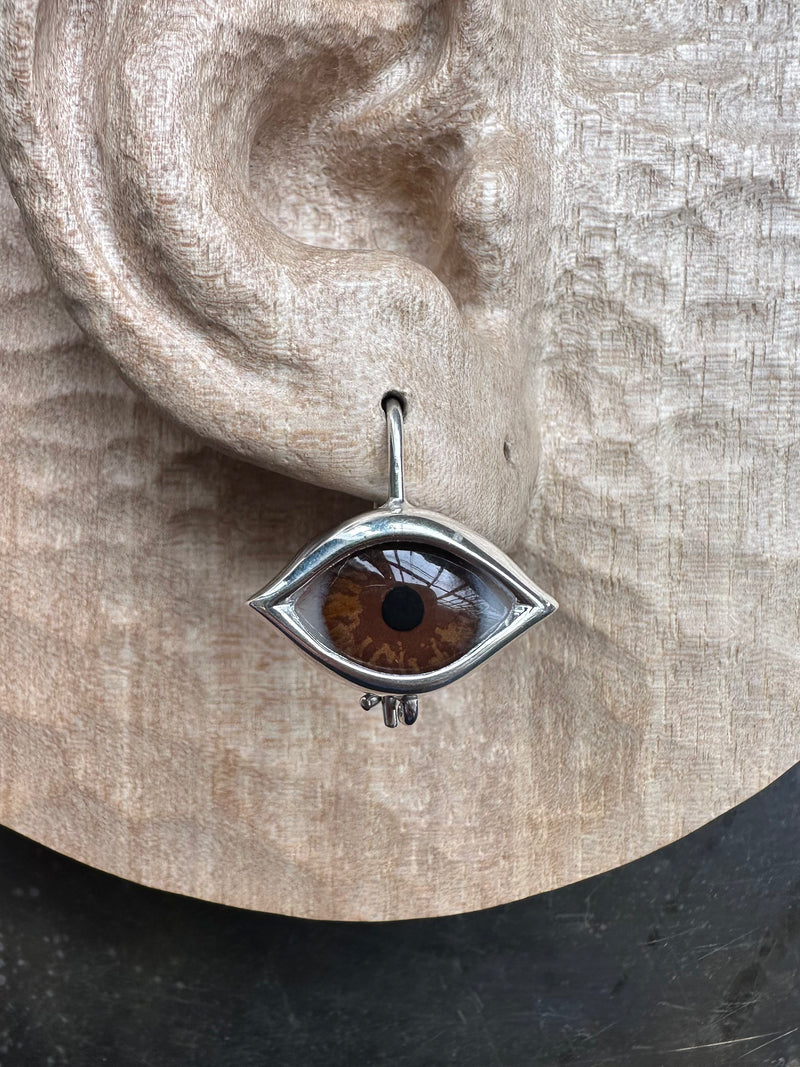 Dali Silver hand painted Hanging Eye Earring