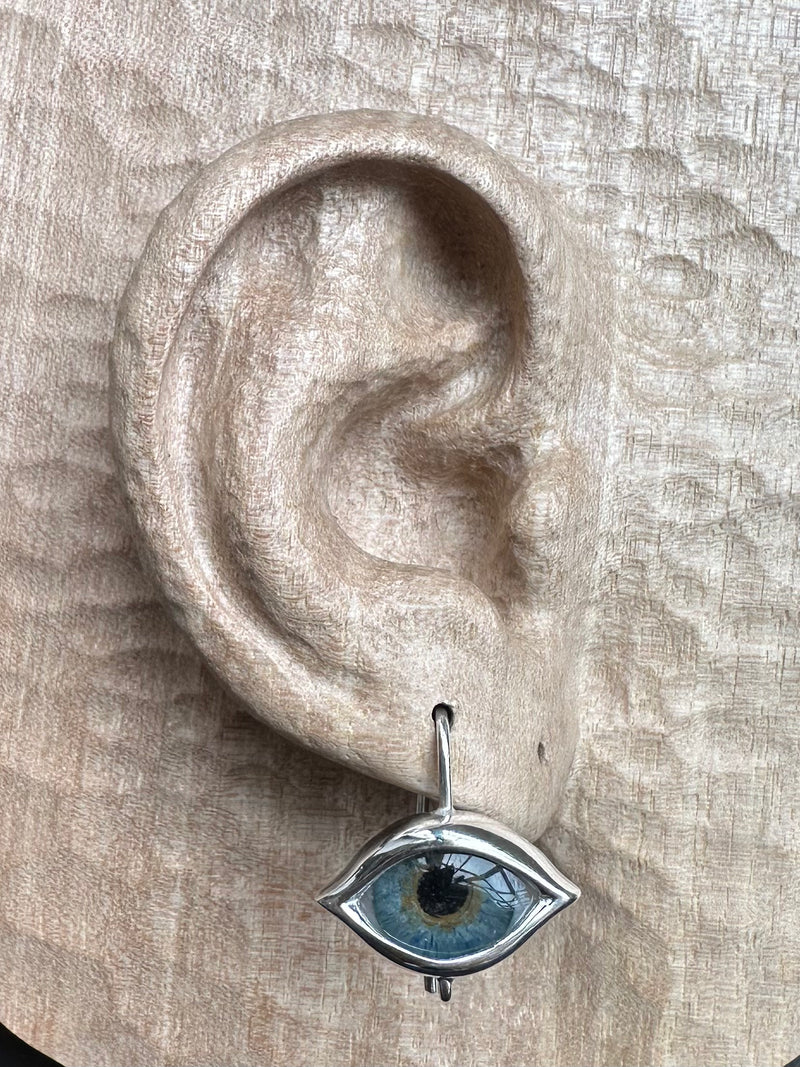 Dali Silver hand painted Hanging Eye Earring