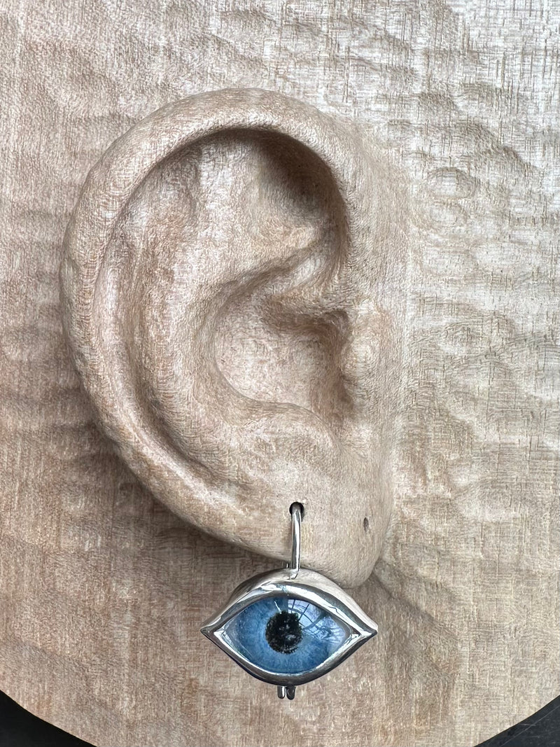 Dali Silver hand painted Hanging Eye Earring