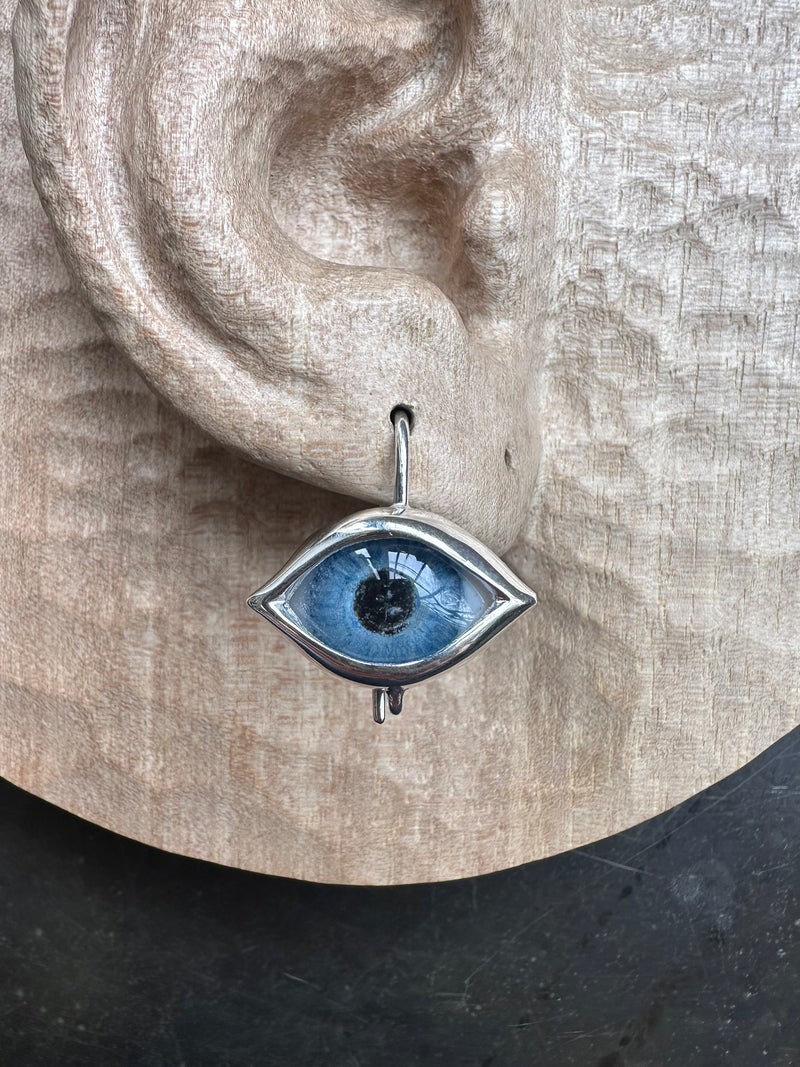 Dali Silver hand painted Hanging Eye Earring