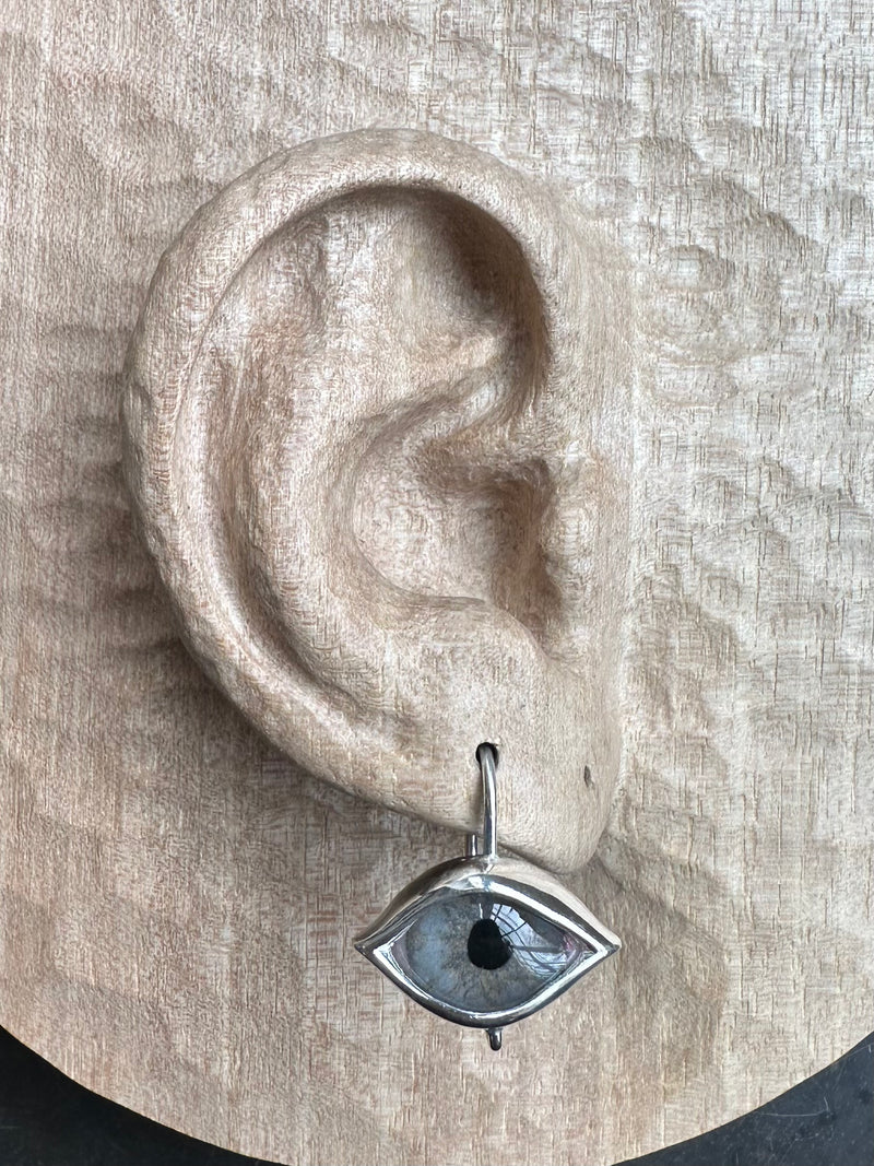 Dali Silver hand painted Hanging Eye Earring