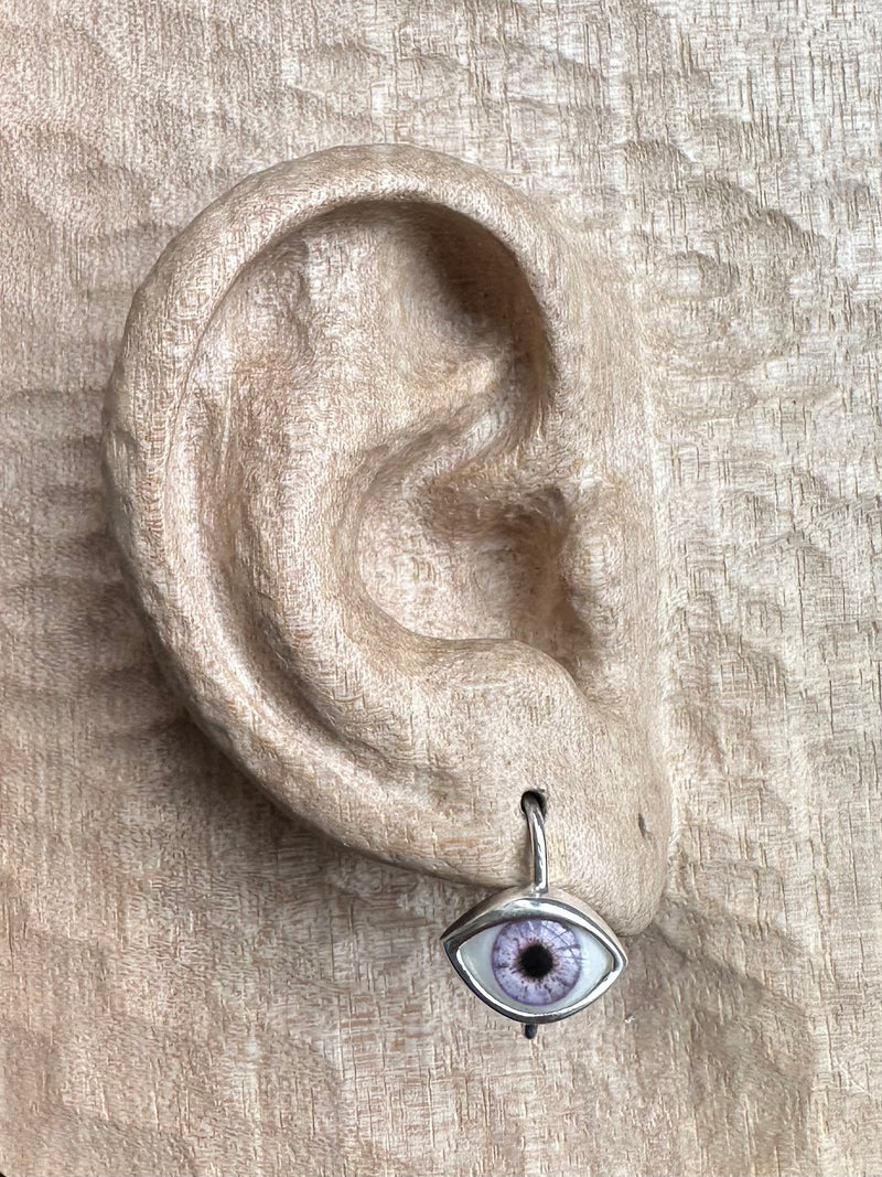 Mini lavender Silver Hanging Eye Earring