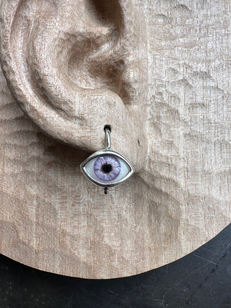 Mini lavender Silver Hanging Eye Earring