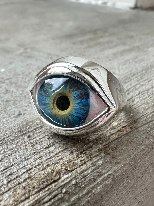 Bright Blue Hazel Silver Classic Eye Ring