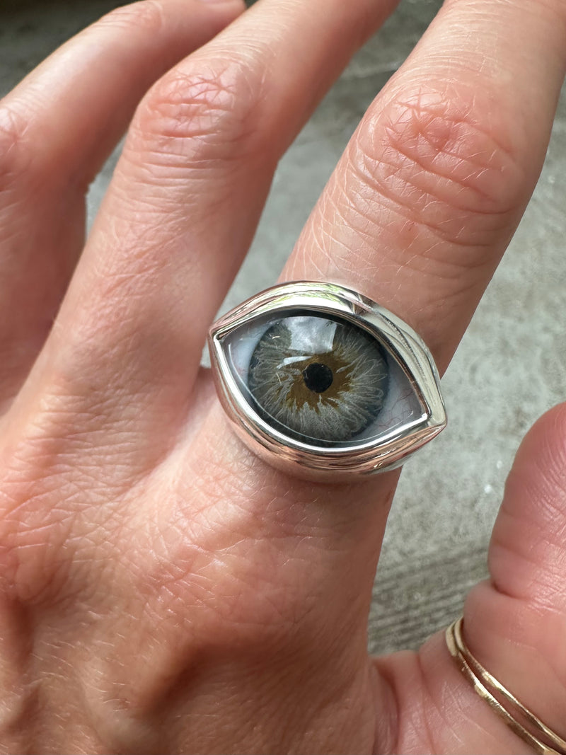 Blue hazel Silver Classic Eye Ring