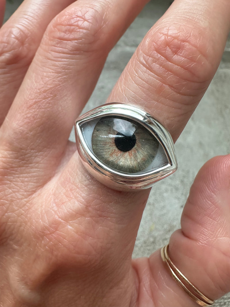 Grey Hazel Silver Classic Eye Ring