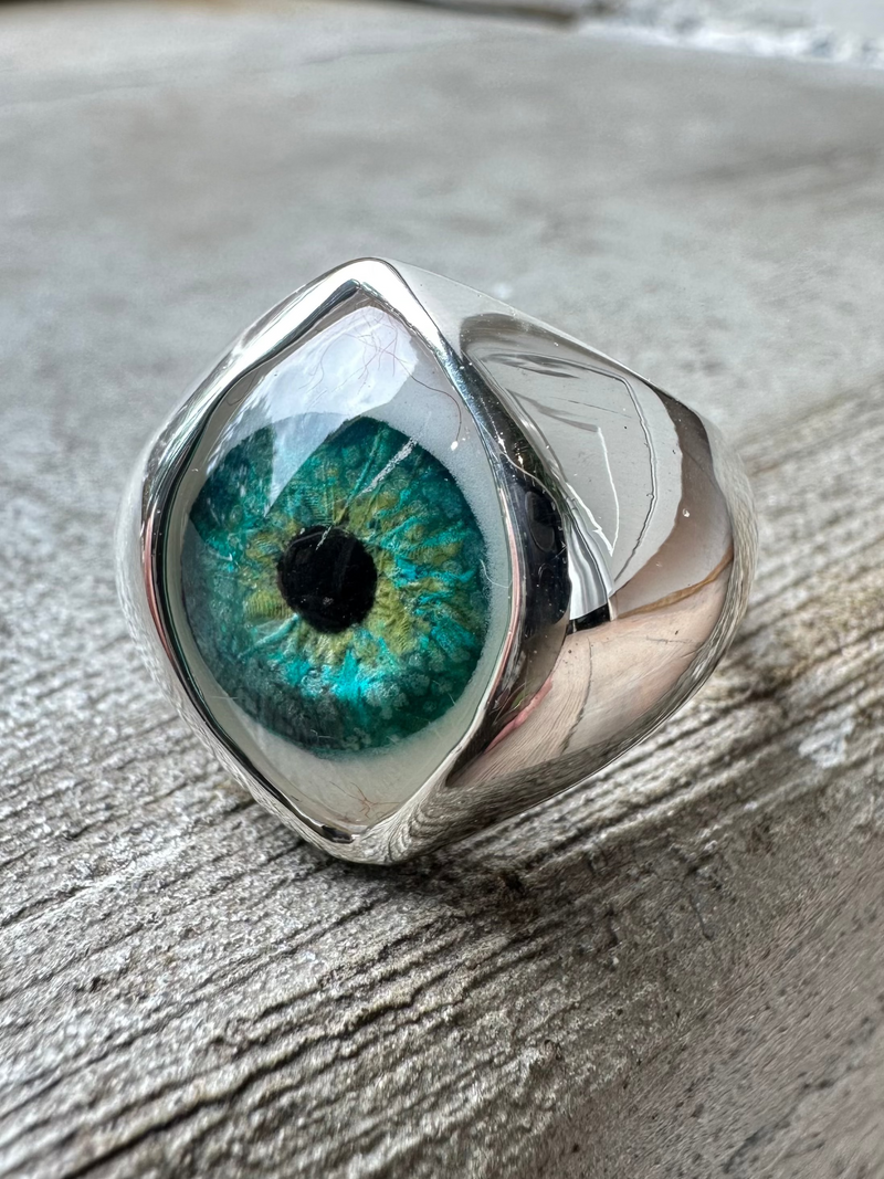 Hand Dark Teal Painted King Eye Ring