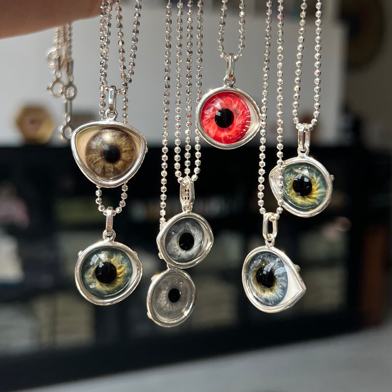Blue Silver Glass Eye Pendant