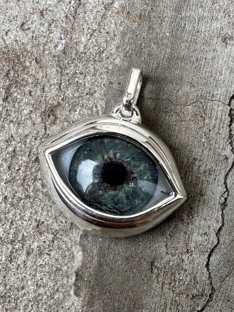 Blue Gray Silver Eye Pendant