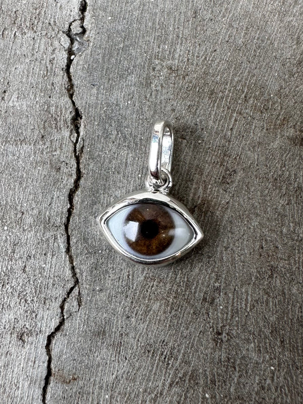Brown Silver Mini Eye Pendant