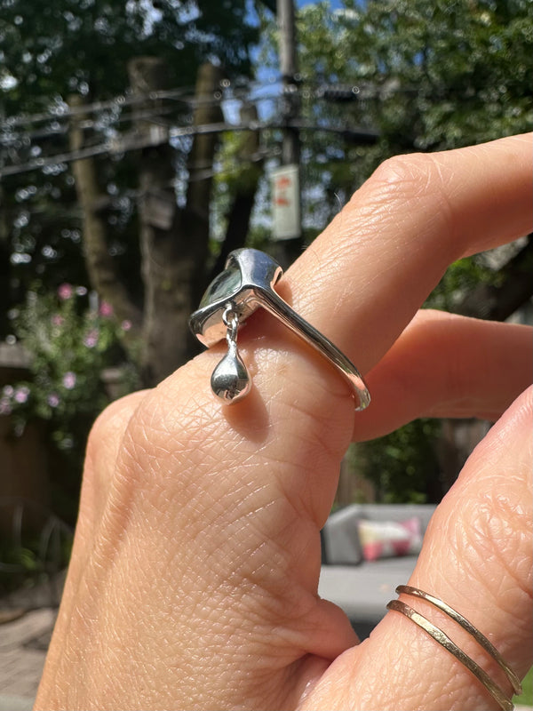 Hand Painted Silver Dali Crying Eye Ring