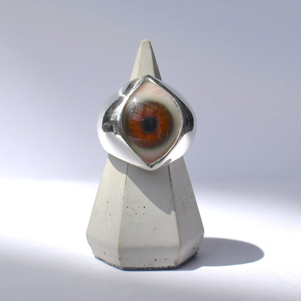 Hand Painted Light Brown King Eye Ring