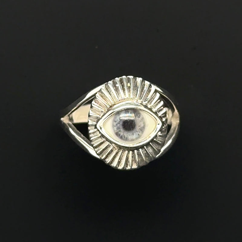 Mini Starburst light blue Eye Ring