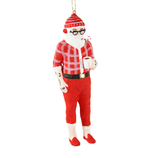 Hipster Santa Ornament