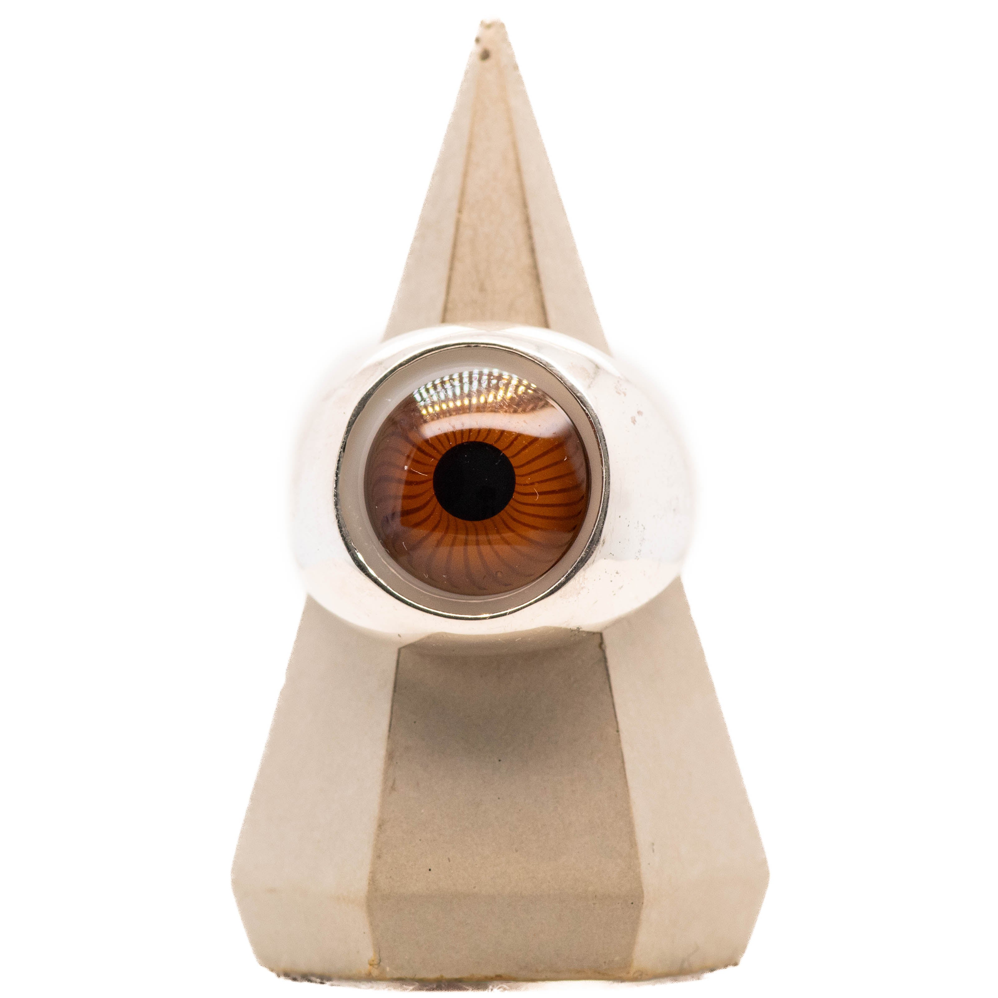 Brown Silver Bubble Glass Eye Ring - sz 8.75 – Eyeba