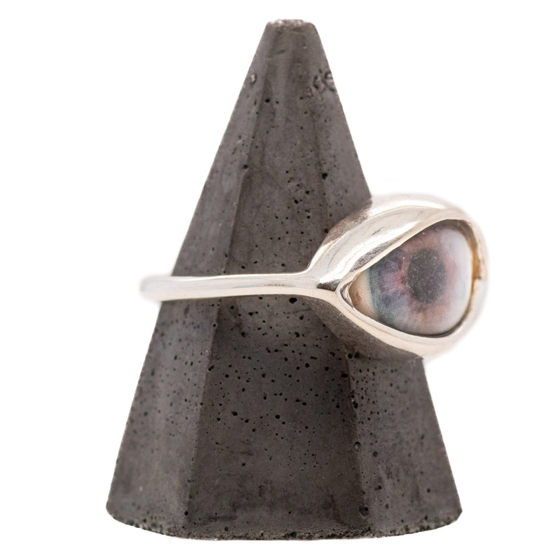 Hand Painted Lavender Silver Dali Eye Ring