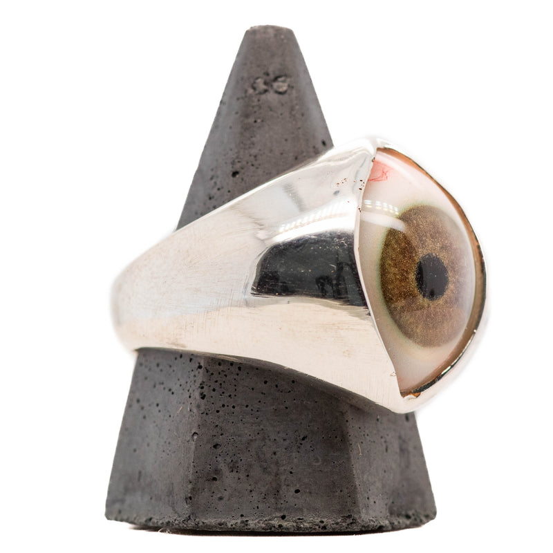 Hand Painted Brown Silver King Eye Ring