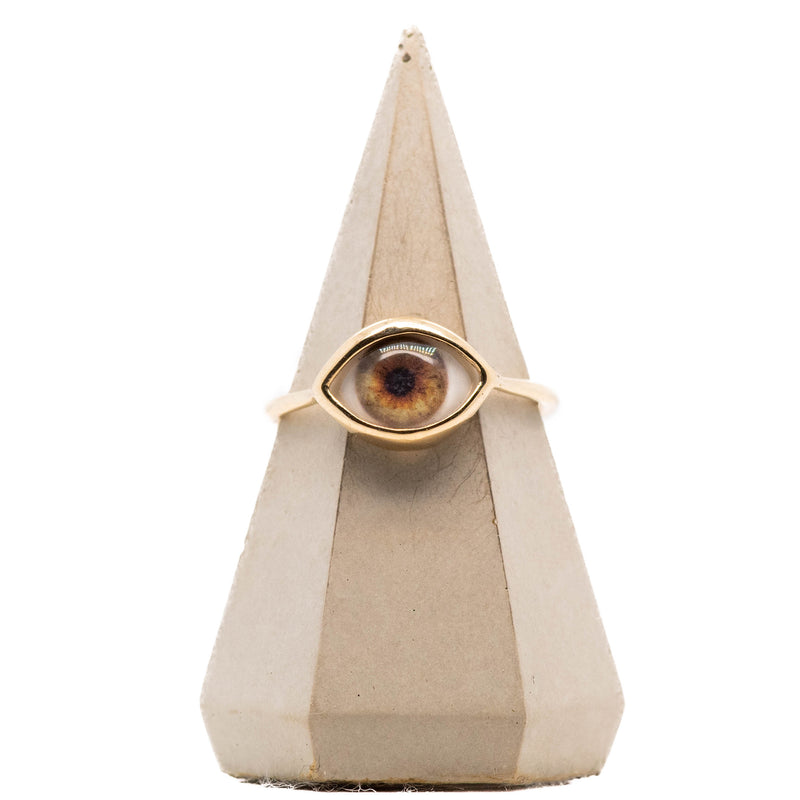 Dark Hazel Gold Mini Eye Ring