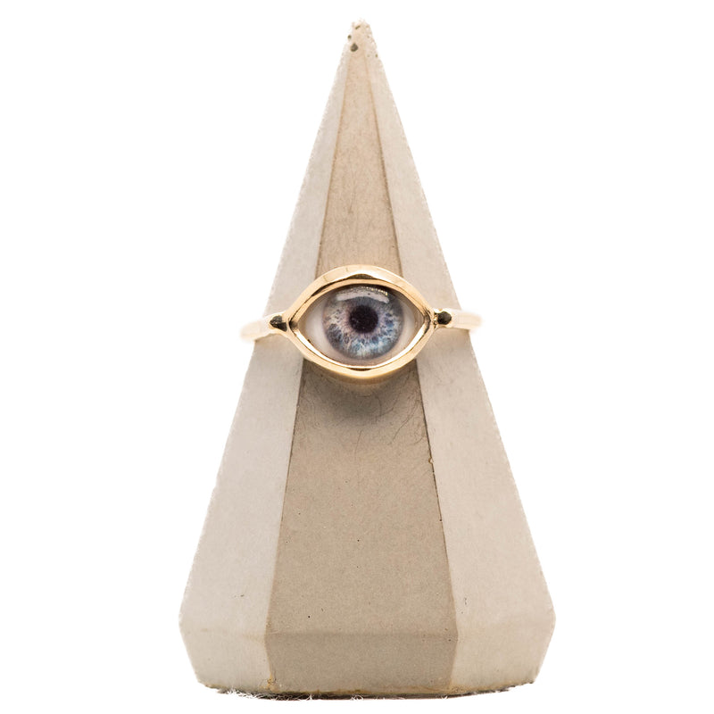 Grey Blue Gold Mini Eye Ring