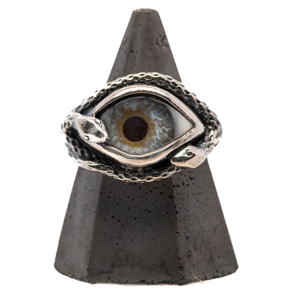 Hand Painted Brown Ojo De Medusa Eye Ring (smaller version)