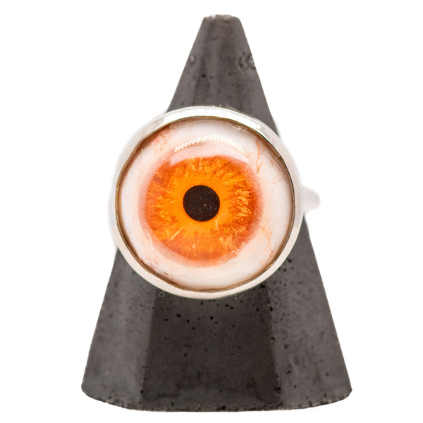 Hand Painted Orange Eye Candy Silver Ring