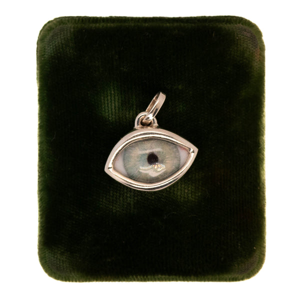 Hand Painted Blue Silver Classic Eye Pendant