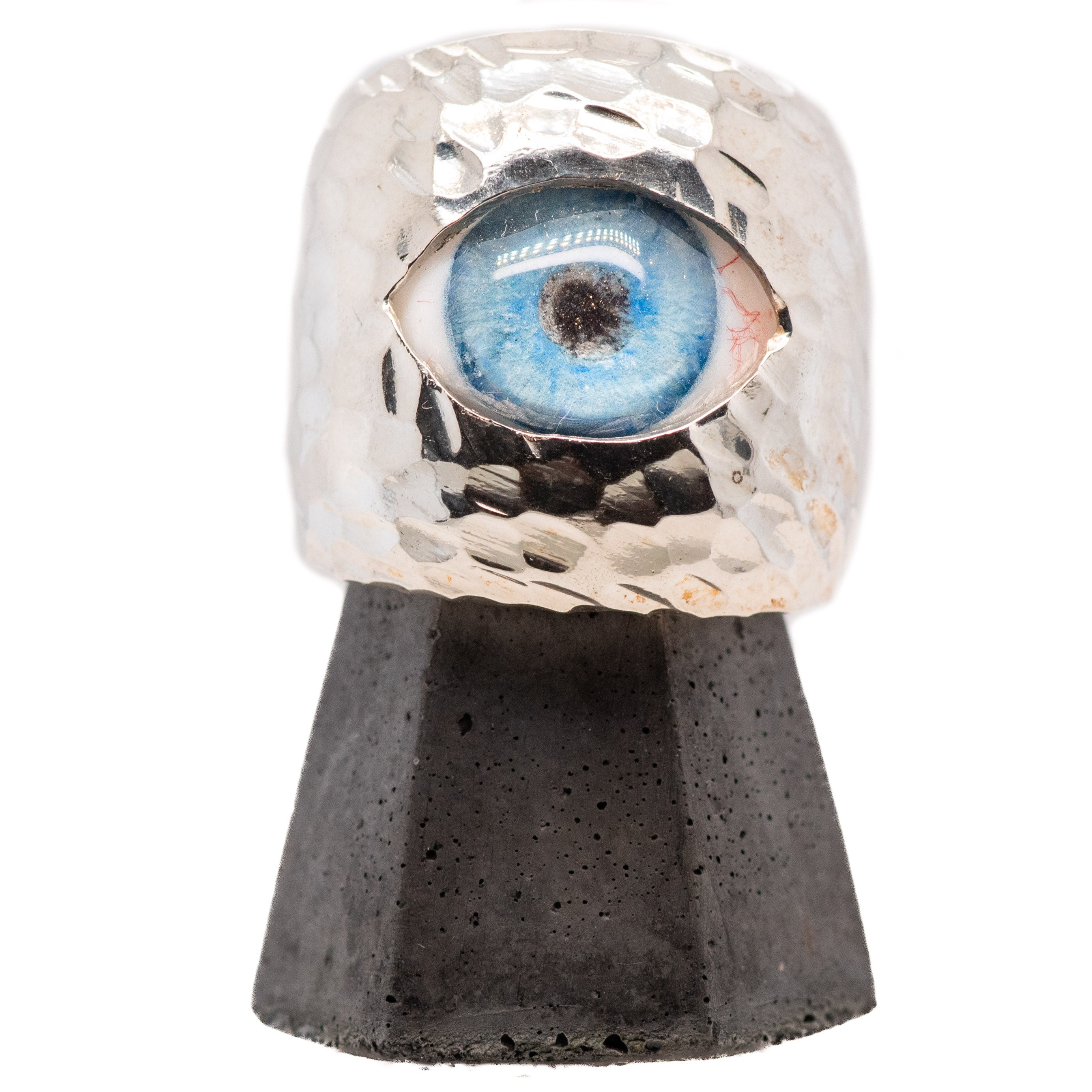 Thorns & Roses Hand Painted Blue Silver Eye Ring – Eyeba