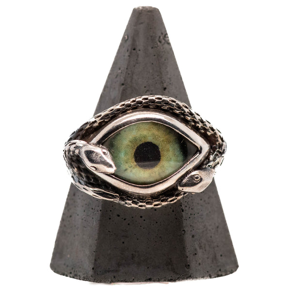 Hand Painted Green Ojo De Medusa Eye Ring (smaller version)