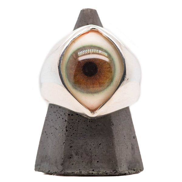 Hand Painted Hazel Silver King Eye Ring