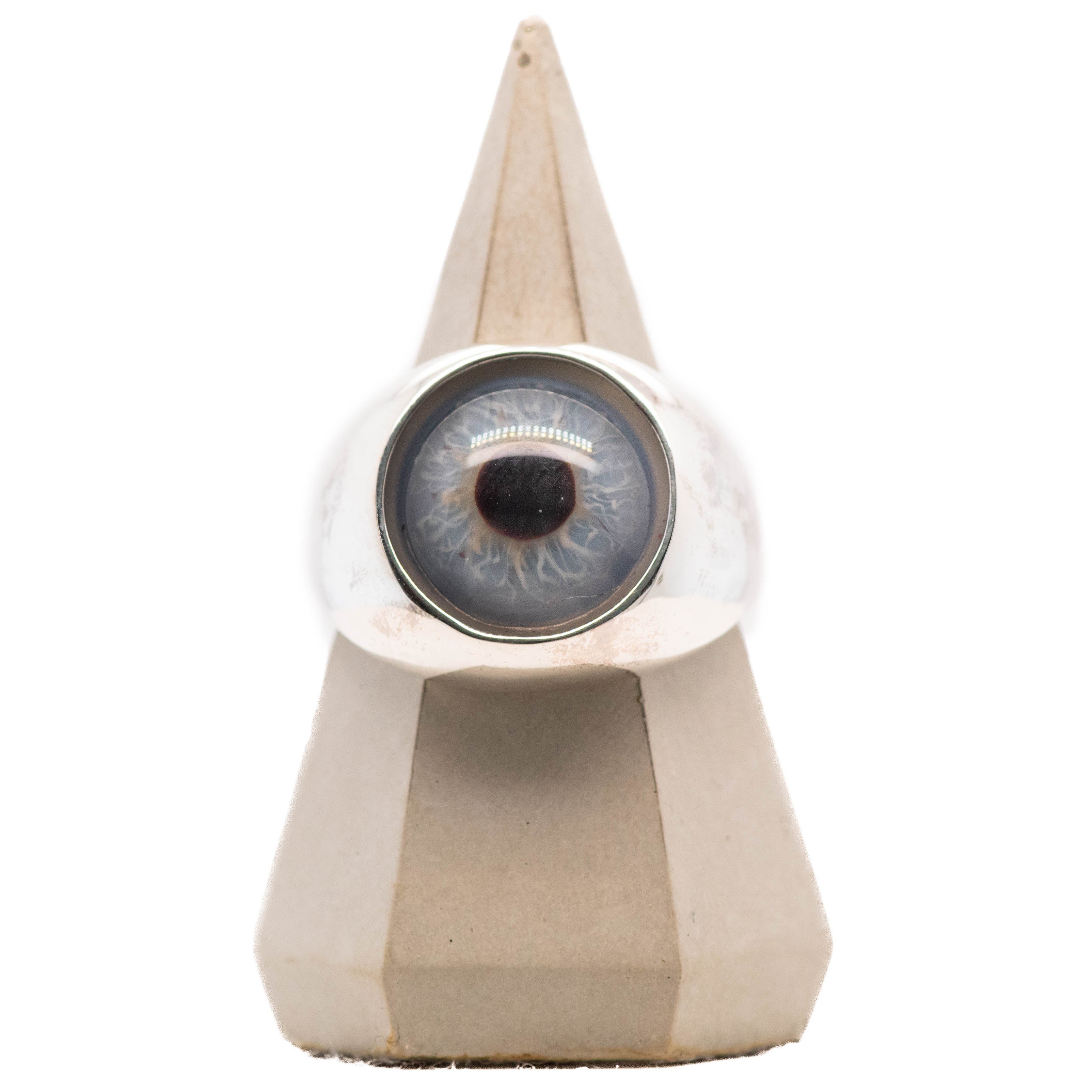 Blue Silver Bubble Glass Eye Ring - sz 9 – Eyeba