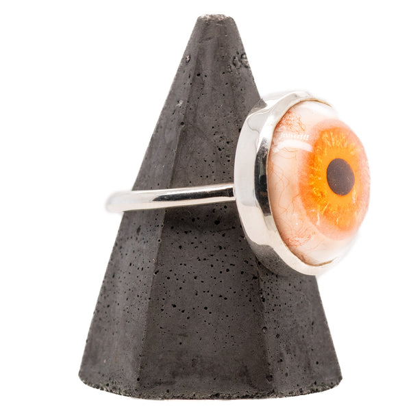 Hand Painted Orange Eye Candy Silver Ring