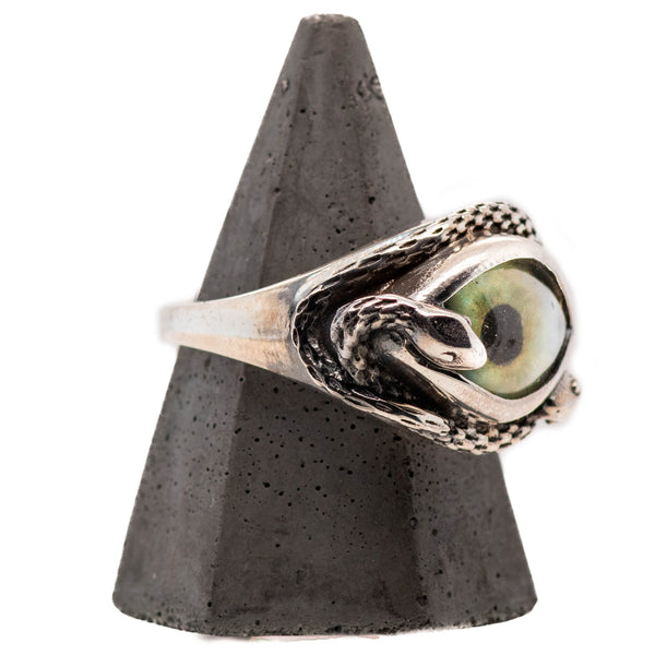 Hand Painted Green Ojo De Medusa Eye Ring (smaller version)