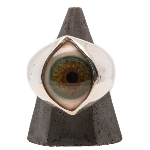 Hand Painted Hazel Silver King Eye Ring