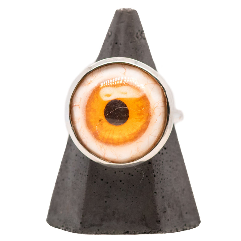 Hand Painted Orange Eye Candy Silver Ring