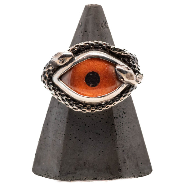 Hand Painted Golden Ojo De Medusa Eye Ring (smaller version)