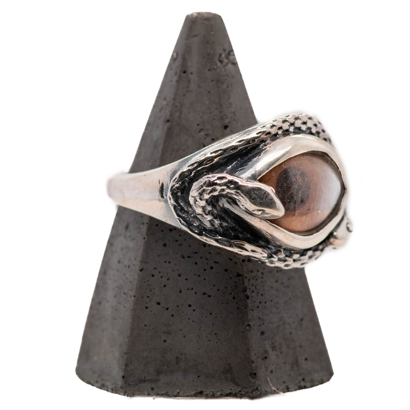 Hand Painted Brown Ojo De Medusa Eye Ring (smaller version)