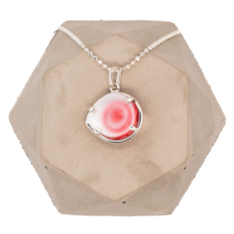Red Silver Glass Eye Pendant