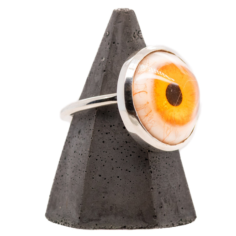 Hand Painted Orange Eye Candy Silver Ring