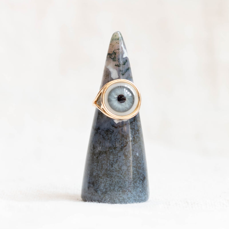 Moss Agate Hand Carved Ring Holder