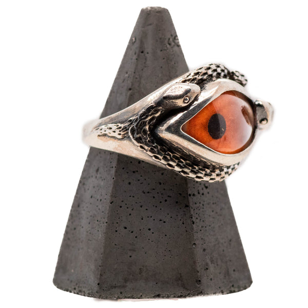 Hand Painted Golden Ojo De Medusa Eye Ring (smaller version)