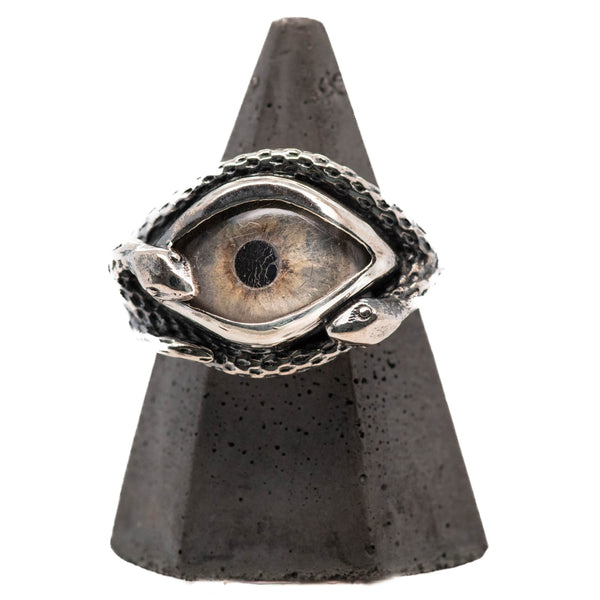 Hand Painted Blue Ojo De Medusa Eye Ring (smaller version)