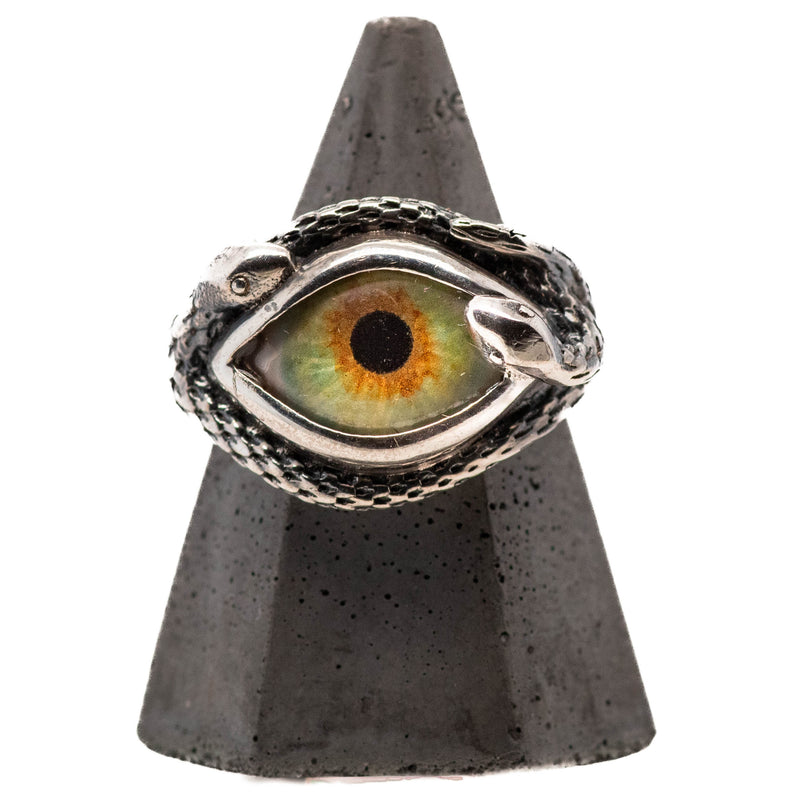 Hand Painted Hazel Ojo De Medusa Eye Ring (smaller version)