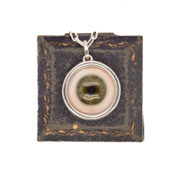 Hand Painted Green Silver Eye Pendant